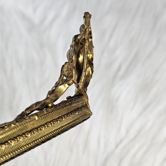 Vintage Oval Vanity Mirror Gold Filigree Bridgerton Regency Rose Accents 16 in - Picture 6 of 11